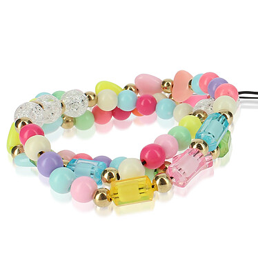 Avis Avizar Bijou de Téléphone Bracelet Perles rondes, cœurs, rouleaux 65cm Collection Perla