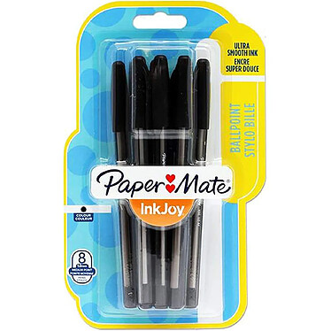 PAPER MATE Stylo à bille InkJoy 100, blister de 8, noir