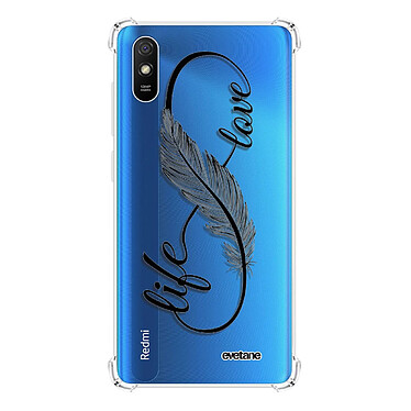 Evetane Coque Xiaomi Redmi 9A anti-choc souple angles renforcés transparente Motif Love Life