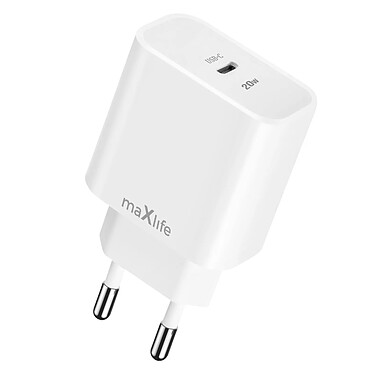 Maxlife Chargeur Mural USB C Power Delivery 20W Charge Ultra Rapide Blanc