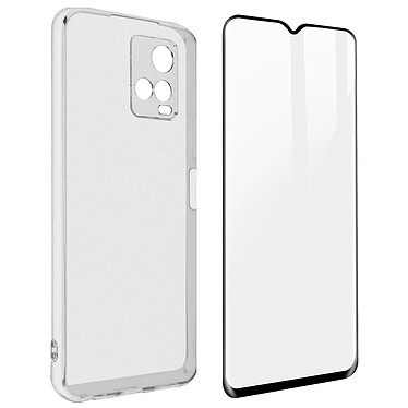 Avizar Coque Vivo Y21, Y21s et Y33s Silicone Souple Verre Trempé 9H Transparent Noir