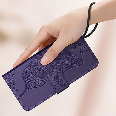 Acheter Avizar Étui Papillon Mandala pour Redmi Note 13 Pro Portefeuille Dragonne Violet Foncé