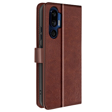 Avizar Étui pour HTC U24 Pro Design Vintage Clapet Portefeuille Support Vidéo Marron