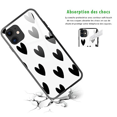 Avis Evetane Coque iPhone 11 Coque Soft Touch Glossy Coeurs Noirs Design