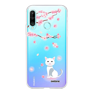 Evetane Coque Huawei P30 Lite/ P30 Lite XL 360 intégrale transparente Motif Chat et Fleurs Tendance