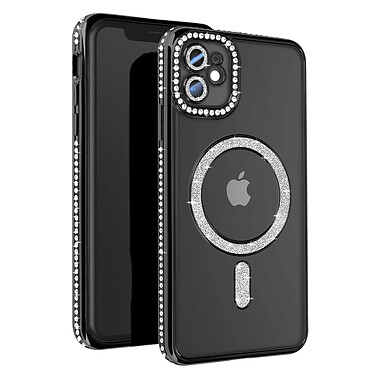 Avizar Coque Diamant pour iPhone 11 Protection MagSafe Contour Strass Noir