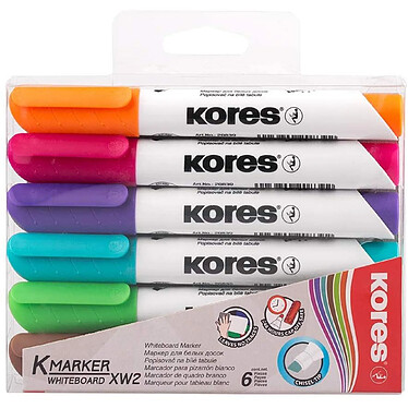 KORES Etui de 4 Marqueurs Tableau blanc K MARKER XW2 Biseau Coloris Fun