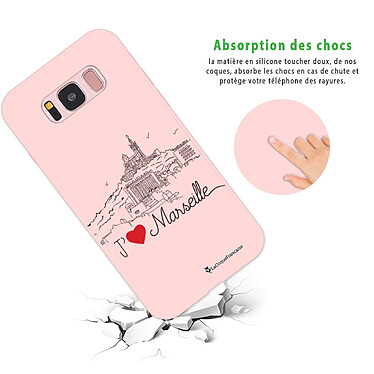 Avis LaCoqueFrançaise Coque Samsung Galaxy S8 Silicone Liquide Douce rose pâle J'aime Marseille