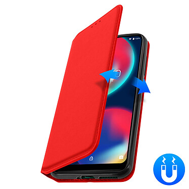 Avizar Housse Wiko View 4 / 4 Lite Étui Folio Clapet Portefeuille Fonction Stand rouge pas cher