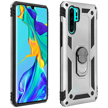 Avizar Coque Huawei P30 Pro Bi matière Rigide Souple Bague Support Vidéo Argent