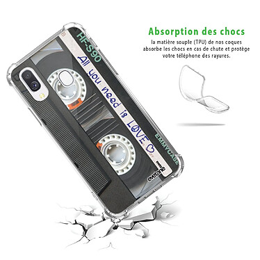 Avis Evetane Coque Samsung Galaxy A20e anti-choc souple angles renforcés transparente Motif Cassette