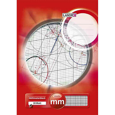 LANDRÉ Bloc 20 feuilles papier millimétré A3 80g Ligné rouge