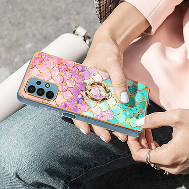 Avizar Coque Samsung Galaxy A32 5G Hybride Bague Maintien Motif Écaille Multicolore pas cher