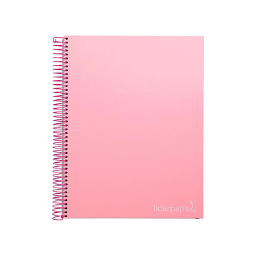 LIDERPAPEL Cahier spirale Jolly A4 280p 75g quadrillé 5x5mm microperforé 4 trous - Rose