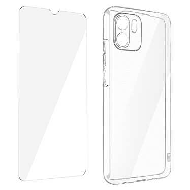 Avizar Coque pour Xiaomi Redmi A1 et A2 Silicone Souple et Film Verre Trempé 9H  transparent