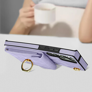 Avizar Coque Cordon pour Samsung Galaxy S23 Ultra Dos Portefeuille Bague Support  Violet Clair pas cher