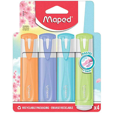 MAPED Surligneur FLUO'PEPS PASTEL, blister de 4