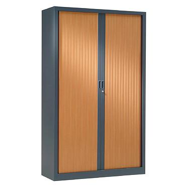 VINCO Armoire Monobloc H198xL 80xP43 cm 4 Tablettes Anthracite Rideaux Pommier de France