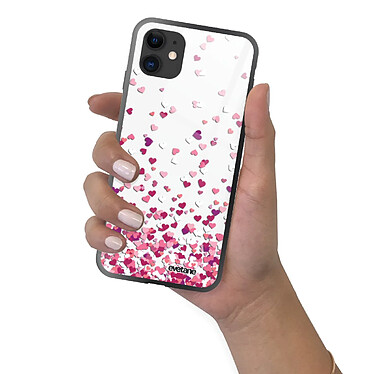 Evetane Coque iPhone 11 Coque Soft Touch Glossy Confettis De Coeur Design pas cher