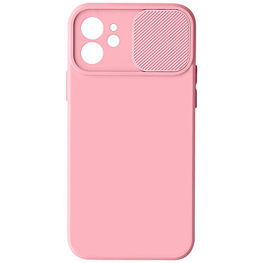 Avizar Coque pour iPhone 12 Silicone Souple Cache Caméra Coulissant  rose clair