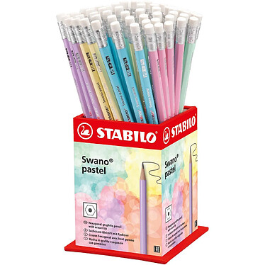 STABILO Godet de 72 crayons graphite Swano pastel - bout gomme - HB