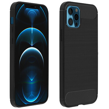 Avizar Coque Apple iPhone 12 Pro Max Protection Souple Carbone Métal Brossé Noir