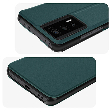 Avizar Étui Folio pour pour Xiaomi Poco F5 Pro Clapet Fenêtre Affichage Heure Support Vidéo  Vert Foncé pas cher