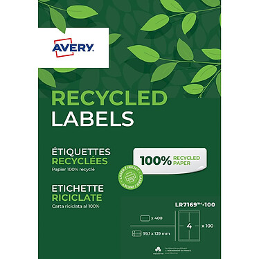 AVERY Boîte de 400 étiquettes adresse laser recyclées blanc 99,1 x 139 mm