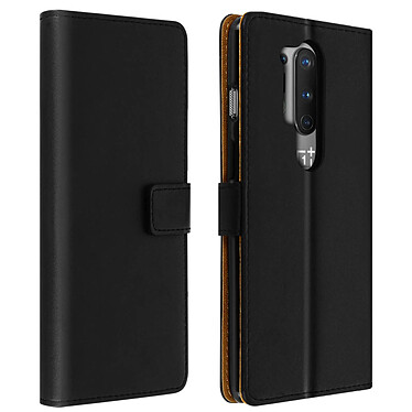 Avizar Housse Oneplus 8 Pro Cuir Véritable Porte cartes Fonction Support Noir