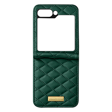 Avizar Coque pour Samsung Z Flip 5 Simili Cuir Rhombique Pliable Collection Geo  Vert