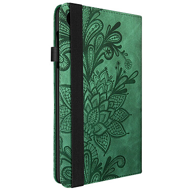 Avizar Étui Portefeuille  pour Lenovo Tab M8 Gen 4 avec Fermeture Élastique et Motif Floral Vert