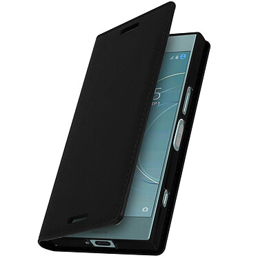 Avizar Etui Xperia XZ1 Compact Clapet Portefeuille Cuir - Fonction Stand Noir