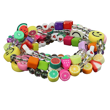 Avizar Bijou de Téléphone Collier Smiley et Fruits 110cm Collection Smile Multicolore