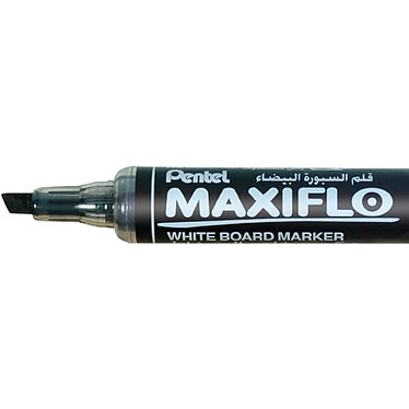 Avis PENTEL Marqueur tableaux blancs MAXIFLO, Pointe biseautée moyenne, Noir x 12