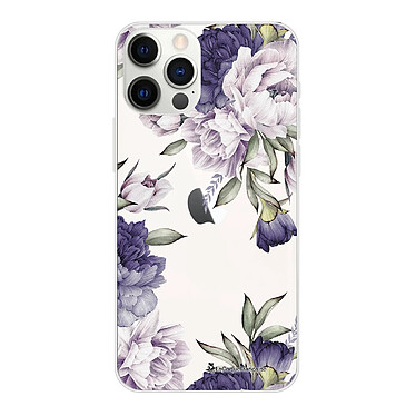 LaCoqueFrançaise Coque iPhone 12/12 Pro silicone transparente Motif Pivoines Violettes ultra resistant