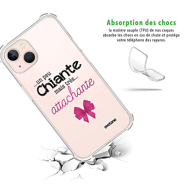 Avis Evetane Coque iPhone 13 anti-choc souple angles renforcés transparente Motif Un peu chiante tres attachante