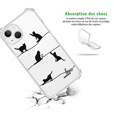 Avis Evetane Coque iPhone 13 Mini anti-choc souple angles renforcés transparente Motif Chat Lignes