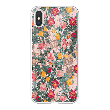 LaCoqueFrançaise Coque iPhone Xs Max silicone transparente Motif Fleurs Beige et Rose ultra resistant