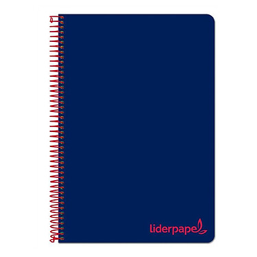 LIDERPAPEL Cahier spirale A7 micro wonder 200 pages 90g quadrillé 5x5mm - Bleu Marine