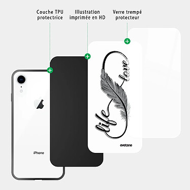 Acheter Evetane Coque en verre trempé iPhone Xr Love Life