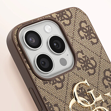 Acheter Guess Coque pour iPhone 15 Pro Découpes Précises et Bords Surélevés Marron