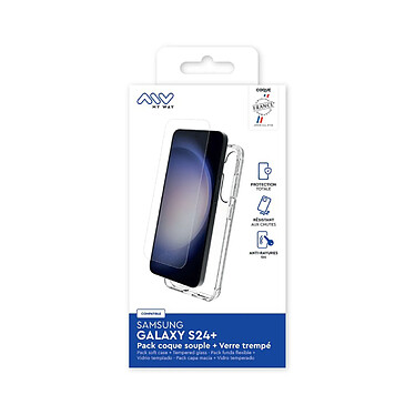 Avis Myway Coque pour Galaxy S24 Plus Souple en TPU et Protection d'Écran en Verre Trempé Transparent