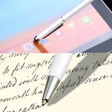 Avizar Stylet Écran Tactile Universel Embout Silicone Stylo A Bille Clip Intégré Blanc pas cher