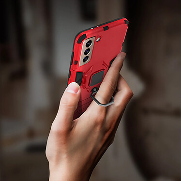 Avis Avizar Coque Galaxy S21 Plus Hybride Antichoc Bague Métallique Support Vidéo rouge