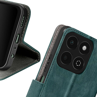 Avizar Housse pour Honor 200 Smart Effet Brossé Portefeuille et Support Vert Foncé pas cher