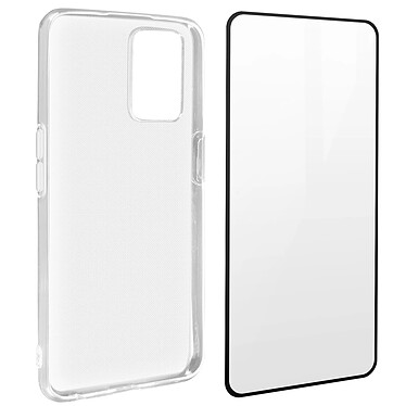 Avizar Coque pour Oppo Find X3 Lite Souple et Film Verre Trempé Dureté 9H Transparent au contour Noir