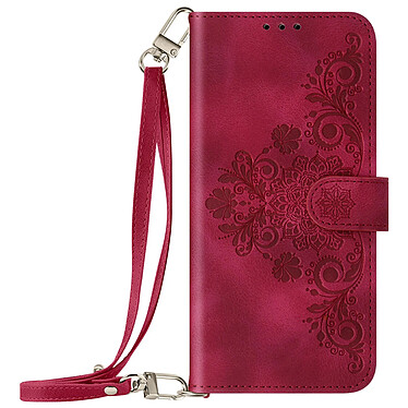 Avizar Etui Fleurs pour Xiaomi Redmi Note 13 4G Portefeuille Support Vidéo Fuchsia