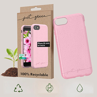 Avis Just Green Coque pour iPhone 6, 6S, 7, 8, SE 2020, SE 2022 Recyclable  Rose