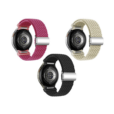 Eko Pack de 3 Bracelets pour Samsung Galaxy Watch 6 / 7 et FE en Nylon Tressé Multicolore