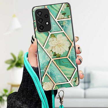 Avis Avizar Coque Samsung Galaxy A72 Motif géométrique Cordon Amovible turquoise